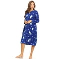 thumbnail image 2 of 14045 Fleece Womens Nightgown Sleepwear Pajamas Woman Long Sleeve Sleep Dress Nightshirt Navy XL, 2 of 4