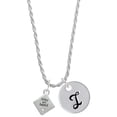 thumbnail image 1 of Delight Jewelry Silvertone 2-D ''Baby on Board'' Sign with Foot Print Silvertone Script Initial Disc - I - Charm Necklace, 20"+3", 1 of 4