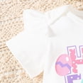 thumbnail image 6 of Kaprioy My First Easter Baby Girl Outfit Girls Clothes Cute Letter HOPPY EASTER Print Short Sleeve Romper Top Bow Ruffle Shorts Headband Infant Summer Clothes, 6 of 9