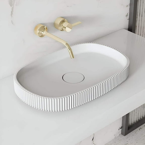 Vertical Solid Surace Fluted Vessel Sink