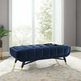 thumbnail image 2 of Accent Chair Bench, Velvet, Dark Blue, Modern Contemporary Urban Design, Living Lounge Room Hotel Lobby Hospitality, 2 of 7