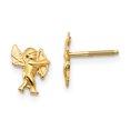 thumbnail image 1 of 14k Yellow Gold Cupid Screw Back Earrings Religious Angel, 1 of 7