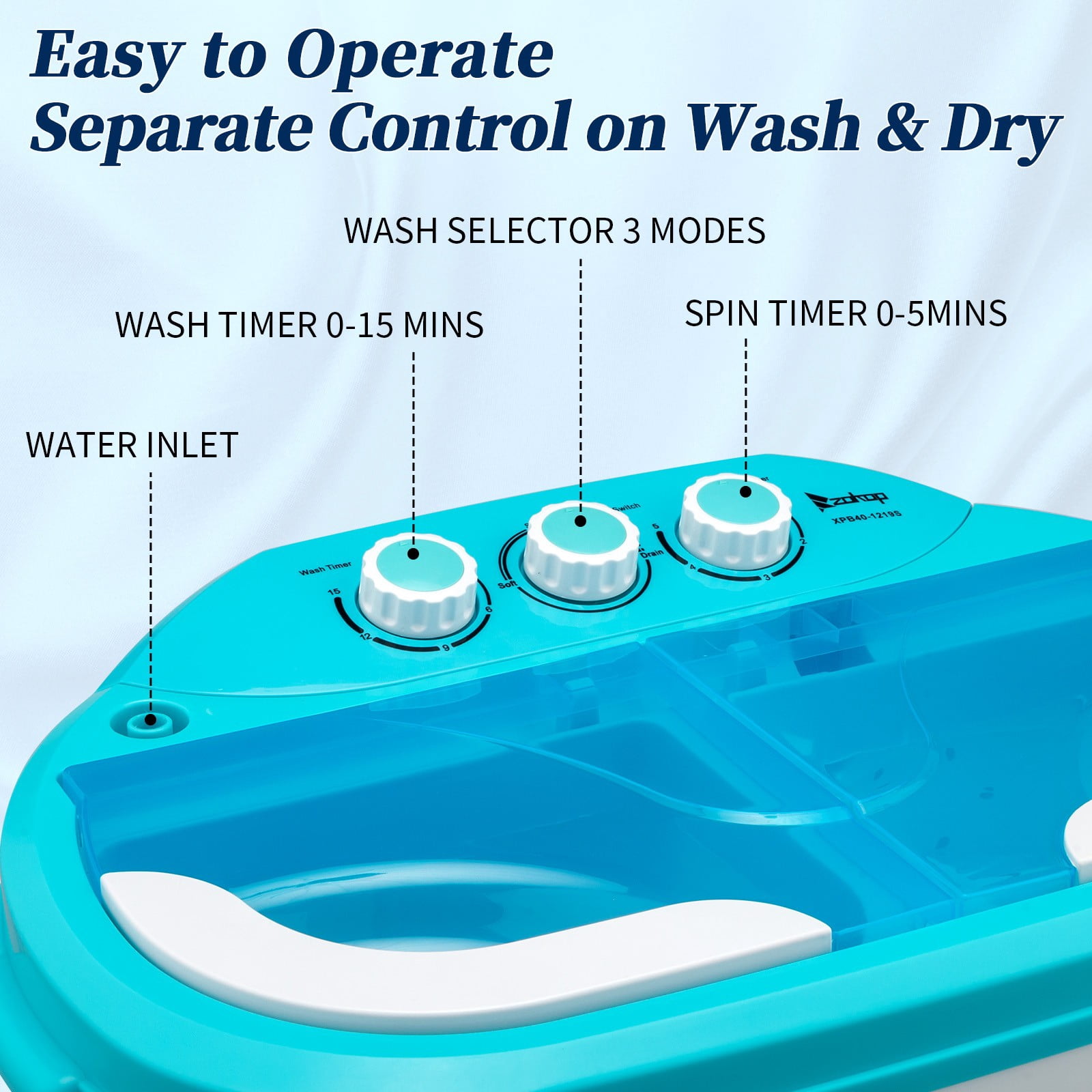 LINJH Portable Washing Machine Twin Tub 10Lbs Capacity Clean Washer Spinner Combo