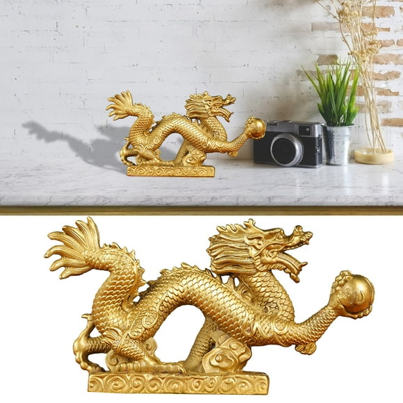 WIZUTIZ Desktop Ornament Brass Statue Chinese Figurine Ornament For 2024 Chinese New Year Blessing Souvenir Gift First Home Must Haves No Need to Wash As Show Reduced Price