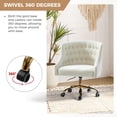 thumbnail image 3 of Modern Home Task Chair Swivel Rolling Computer Velvet Fabric Gold Legs Makeup Vanity Chairs Adult Ivory, 3 of 8