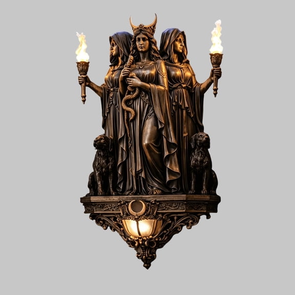 Hecate Statue,Underworld Hekate,The Witch of The Night,Hecate Greek with Her Hounds of Magic Resin Sculpture
