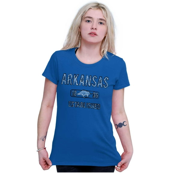Arkansas Boar Stenciled Distressed Womens Slim Fit Graphic Tee Brisco Brands X