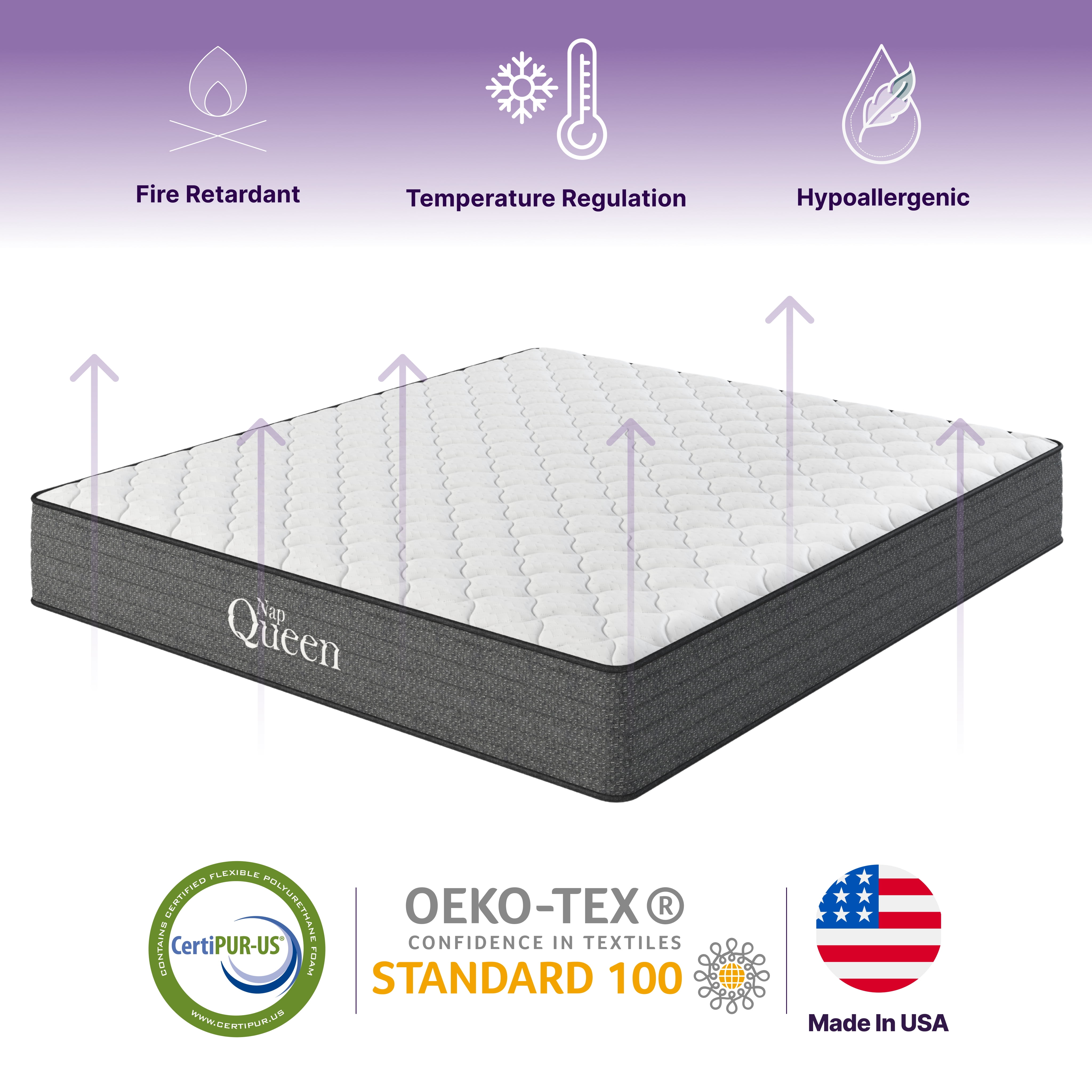 NapQueen Isabella 10'', Twin Hybrid Euro Top Mattress, Fiberglass-Free, Adult