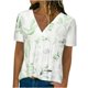 thumbnail image 1 of Camiseta de manga corta suelta con cuello en V y estampado plisado informal a la moda para mujer Pompotops hkajfhjk470315, 1 of 9