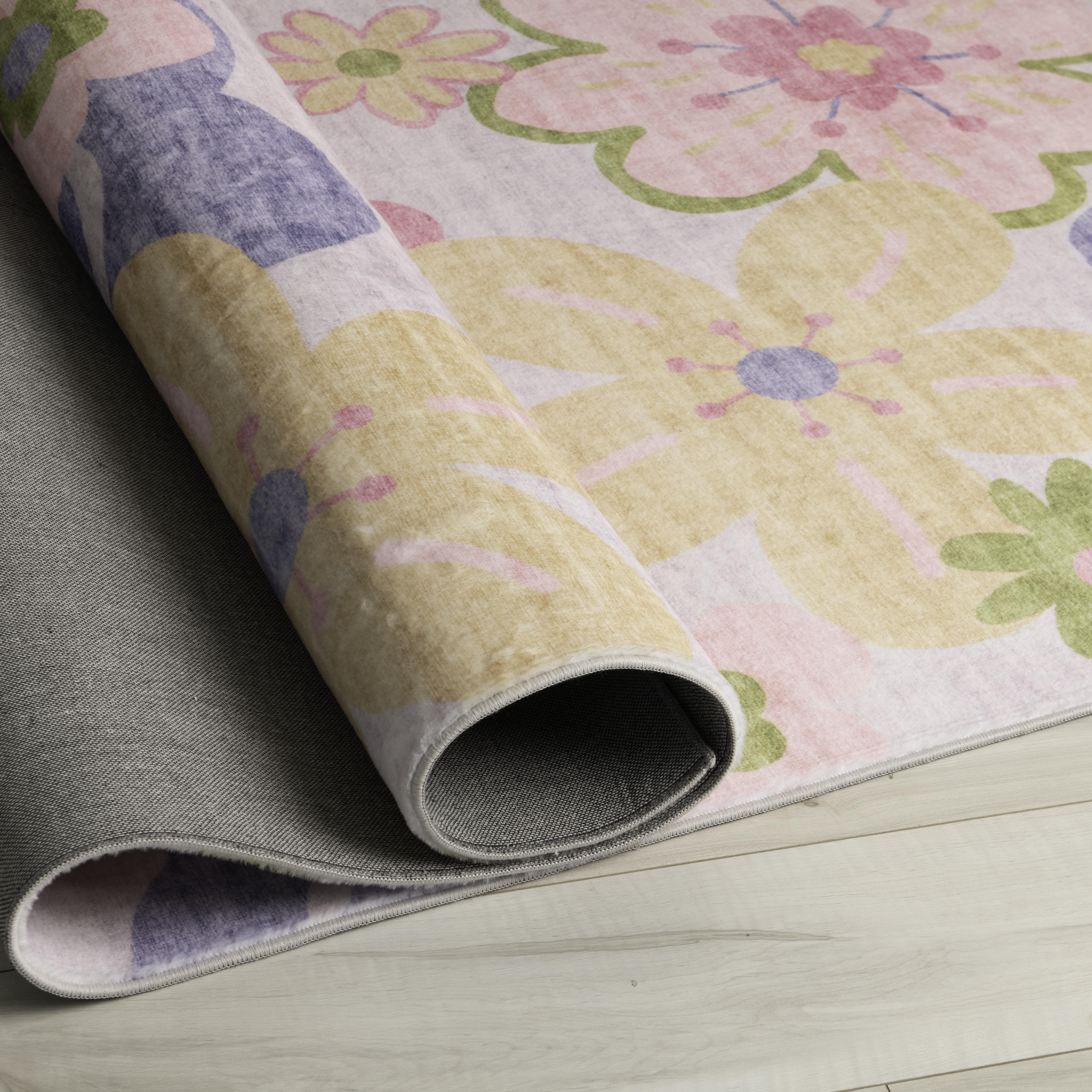 Rug Branch Soft Steps Fun Floral Doux, Rose Violet - Pour garcons et filles dans la salle de jeux, la chambre d'enfant, la chambre a coucher.