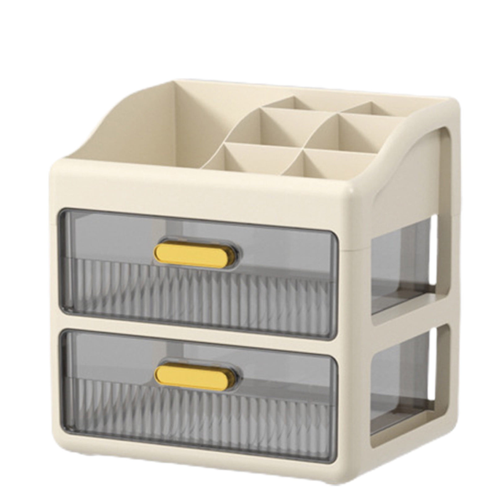 CQCYD Drawer-Type Desktop Storage Box, 3-Tier Organizer with Removable Dividers, Office Desk Stationery Cosmetics Jewelry Organizer, Multifunctional Storage Cabinet for Home Office Desk