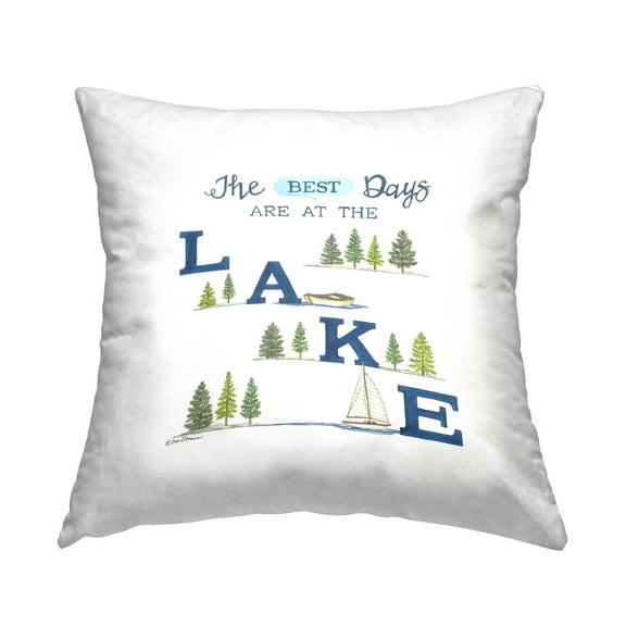 Stupell Industries Best Lake Days Phrase Decorative Printed Throw Pillow, 18 x 18