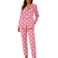 thumbnail image 2 of Caywon Women's Valentine's Day Printed Pajama Set with Pockets, 1 Top + 1 Pants Long Sleeve Collared Homewear Set Casual Comfortable Sleepwear Outfit, 2 of 7