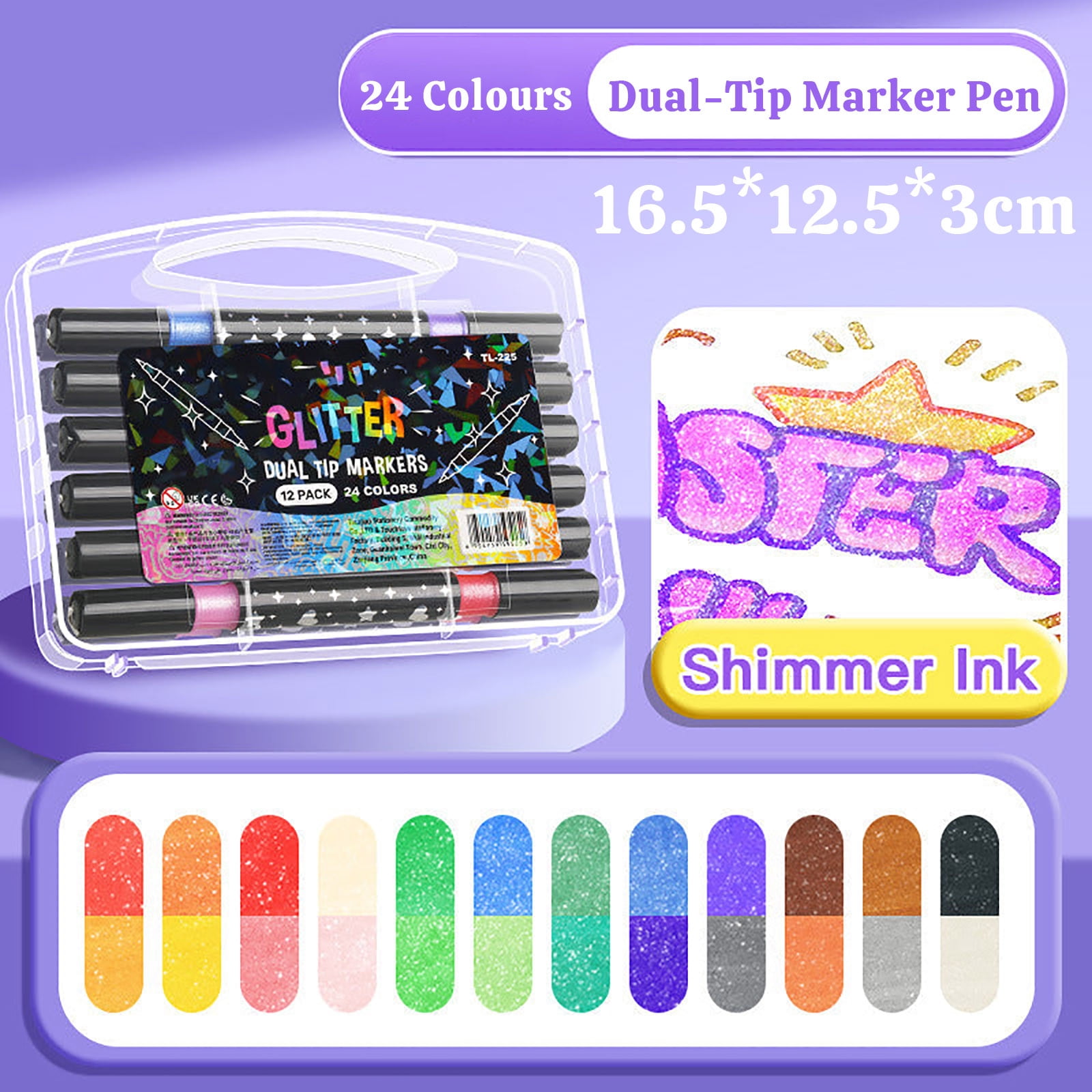Acrylic Paint Markers, Waterproof Dual Tip Acrylic Paint Pens, Markers Set for Paper, Rock, Wood, Canvas and DIY Crafts Making Art Supplies (12Pcs/24 Colors)