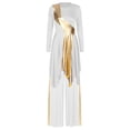 thumbnail image 4 of iiniim Women Metallic Praise Dancewear Outfit Worship Liturgical Lyrical Dance Dress with Pants White XL, 4 of 7