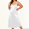 thumbnail image 5 of Fengqque Satin Nightgowns for Women Lace Sleepwear V-neck Silk Slip Sleepshirts Negligee Solid Color Nightwear White XL, 5 of 9