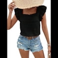 thumbnail image 4 of Top de Mujer con Cuello Cuadrado y Volantes de Corta, Color Negro, Talla M, 4 of 10