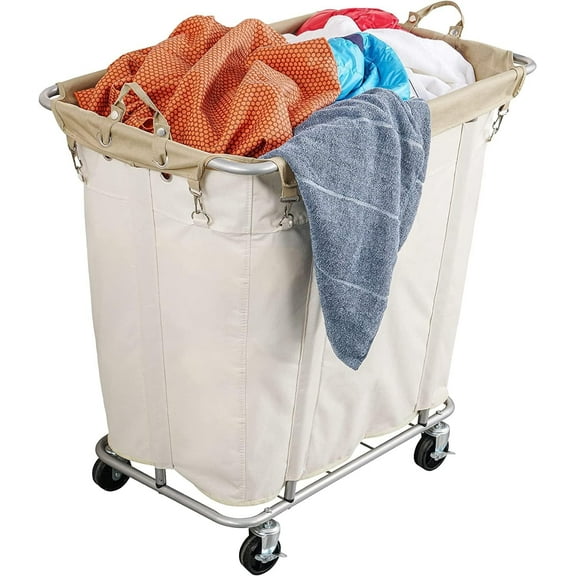 Mythinglogic Extra Large Laundry Hamper with Wheels, 320L Capacity, Steel Frame, Waterproof Oxford Cloth