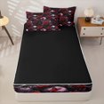 thumbnail image 4 of Homewish Spooky Halloween Skull Zipper Queen Comforter Set with Fitted Sheet and 2 Pillowcases,Red Rose Floral Zipper Bedding Set,Black Reversible,4pcs, 4 of 8