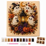 Fountwell Halloween Ghost Pearl Art DIY Kit 8x8in 3D Mosaic Craft Set for Home Decor Gift
