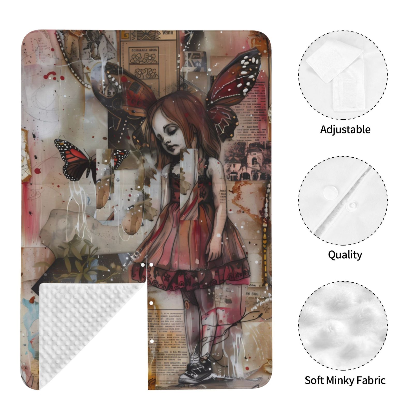 Car Seat Cover Baby - Vintage Collage Girl Butterfly Breathable Infant Car Seat Cover for Baby Carseat, Lightweight Comfort Baby Essentials Must Haves Newborn Stuff for Girl Boy