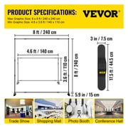 VEVORbrand 8 X 8 ft Banner Stand Adjustable Height and Width Display Backdrop Lightweight Portable Trade Show Wall for Photography