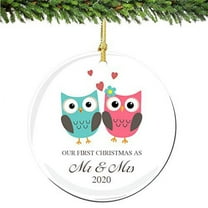 Our 1st Christmas As Mr. and Mrs. Ornament 2023 Owl Porcelain Ornament Newlyweds Gift Idea Husband Wife