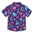 thumbnail image 2 of Dailycode Small Short Sleeve Button Down Shirts Neon Funny Cartoon Hearts Casual Shirt 3-10 Years, 2 of 9
