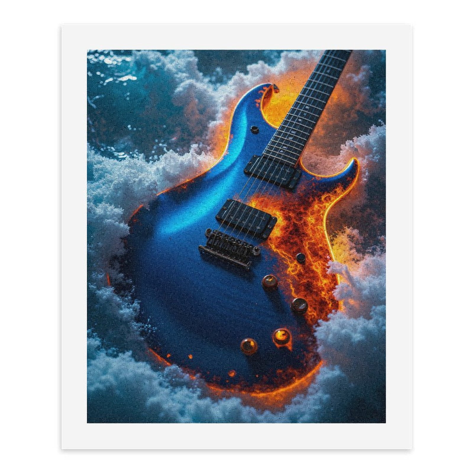 Paint By Numbers Kit for Adults Beginner - DIY Flaming Guitar In Snow Canvas Painting Kits for Adults, Frameless Paint By Number for Adults for Home Wall Decor 16x20 Inch