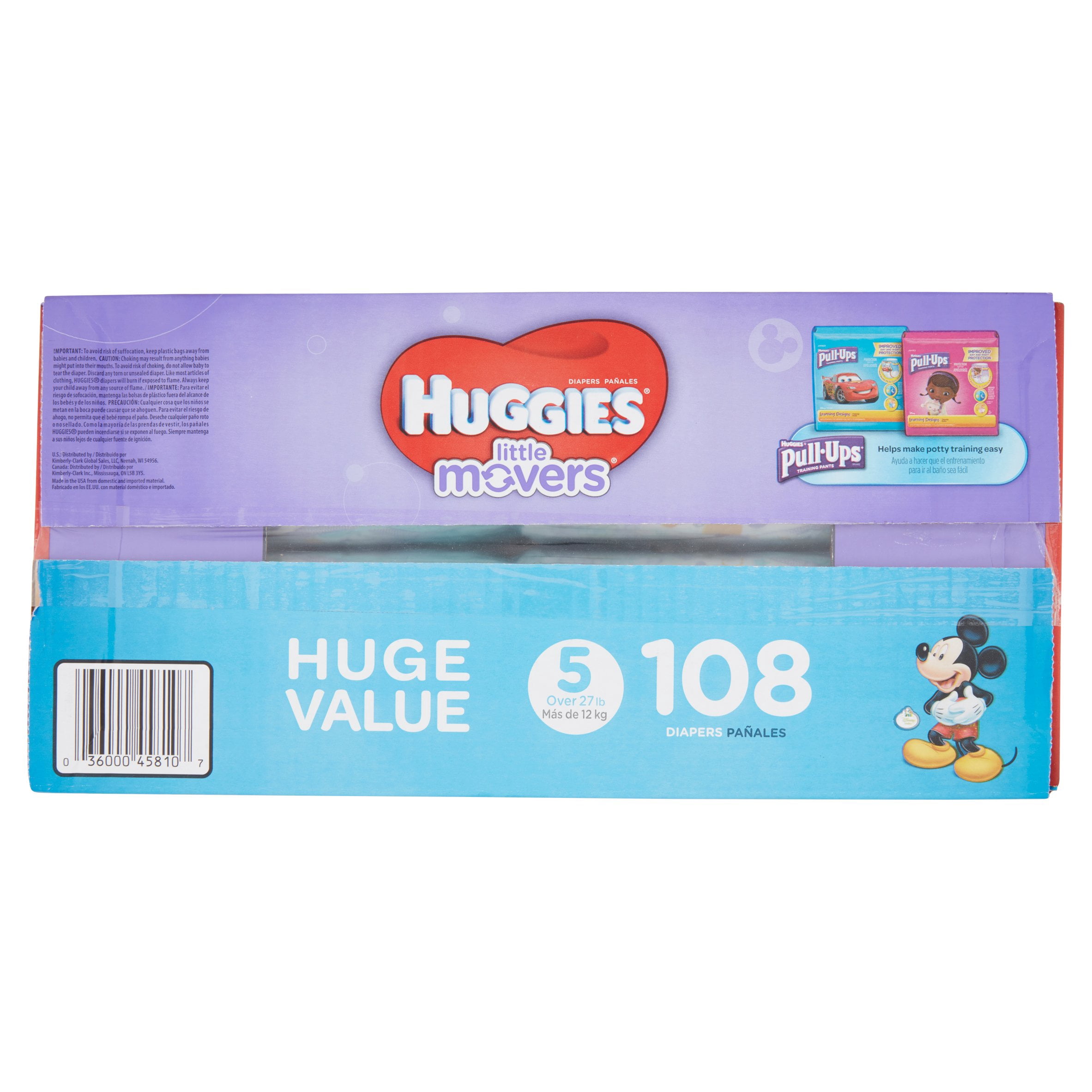 HUGGIES Little Movers Diapers, Size 5, 108 Diapers