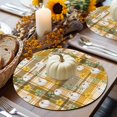 thumbnail image 6 of Thanksgiving Round Braided Placemats Set of 1, Fall White Pumpink Flower Brown Green Shadowed Grid Heat Insulation Place Mats Washable Non-Slip Table Mats for Kitchen Dining Party, 13 Inches, 6 of 9