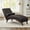 Dark Gray + Foam + technical leather, variant on Chaise Lounge Chair with Bolster Pillow, Upholstered in Premium Tech Fabric – Mid-Century Modern Curved Lounger for Living Room, Bedroom & Reading Nook, 400 lbs Capacity, Brown