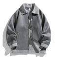 thumbnail image 4 of Sueded Jackets for Men with Pockets and Collar Long Sleeve Zip Up Coats Mens Trendy Solid Color Slim Thermal Warm Motorcycle Outerwear Jacket, 4 of 4