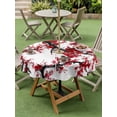 thumbnail image 3 of Outdoor Tablecloth with Umbrella Hole and Zipper, Red Plum Round Table Cloth 60 Inch Waterproof Tablecloth, Nature Flowers Branches Chinese Painting Picnic Table Cover for Patio Camping, 3 of 7