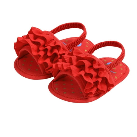 Meresysid Infant Kids Toddler Baby Summer Soft Bottom Casual Sandals Bowknot Embroidery Cute Princess Shoes Red