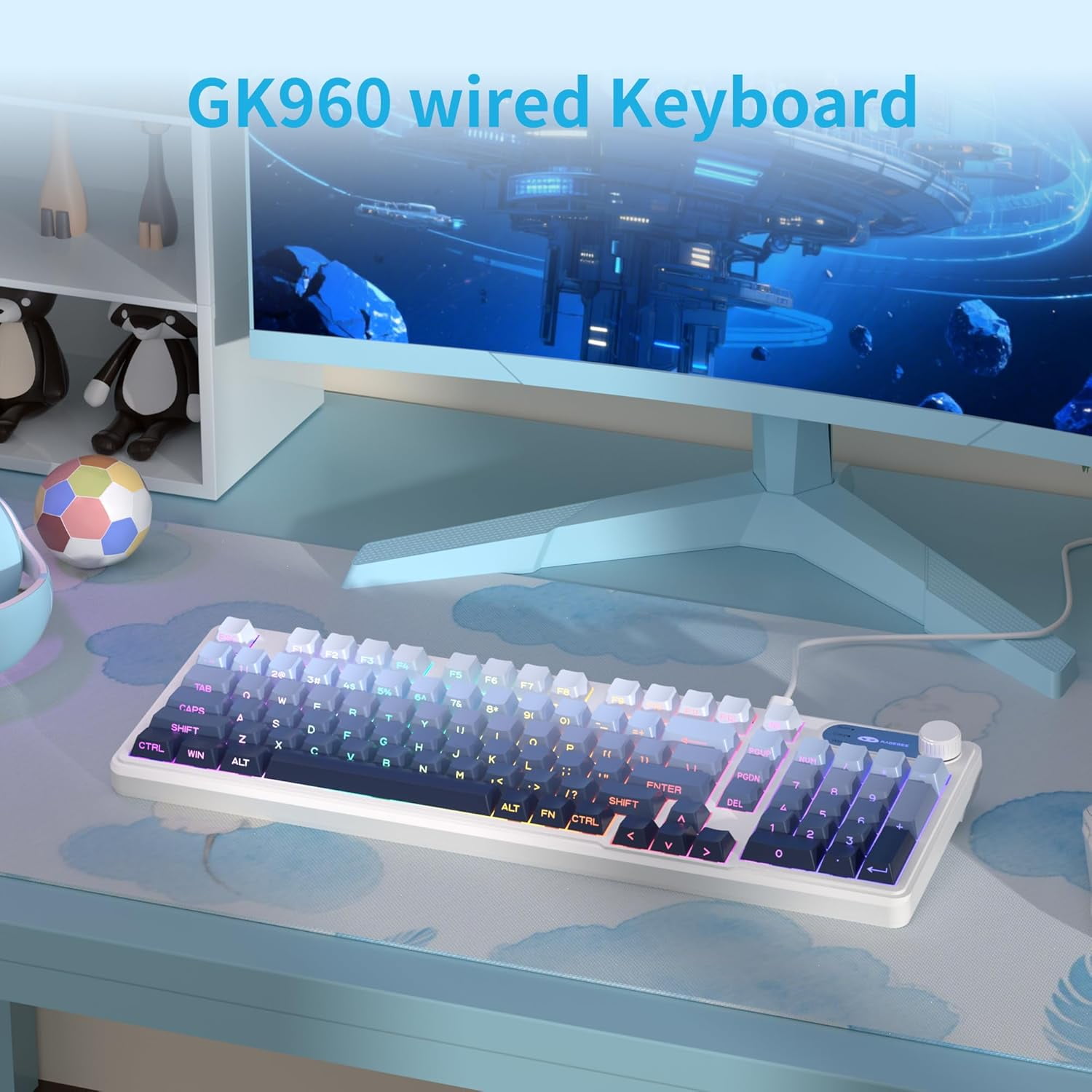 MageGee Keyboard GK960 98 Keys 95% Layout Keyboards, Type-C Connected Keyboard, Side Engraved ABS Keycaps, for PC/Loptop/MAC