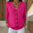 thumbnail image 2 of larppty Womens Cardigans Lightweight Long Sleeve Button up Sweaters Open Front Casual V Neck Knit Sweater Outerwear (Hot Pink, 4XL), 2 of 5