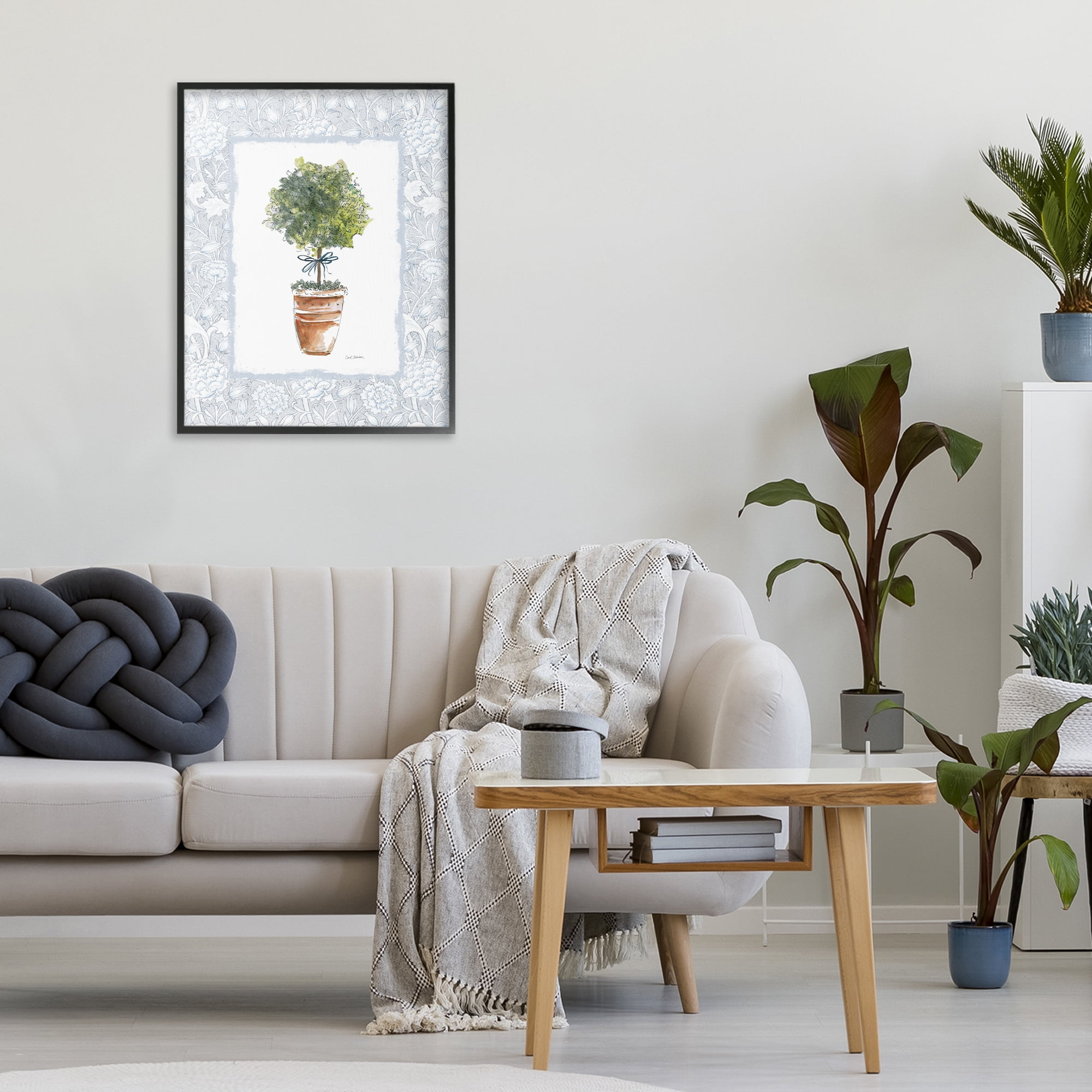 Stupell Industries Potted Topiary in Terracotta Black Framed Giclee Art, design by Carol Robinson