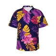 thumbnail image 1 of Balery Purple Flower Camisas hawaianas de manga corta para hombre, camisas playeras de corte holgado, camisas de vacaciones con botones,Medium, 1 of 7