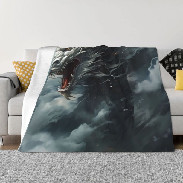 Balery Cloud White Dragon Manta de Franela con Dibujo, Lujo Ultra Suave y Cálido, Antipelusa y Resistente a las Arrugas para Cama, Sofá, Camping -40"x30"