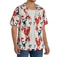 thumbnail image 2 of Logiee Roosters Print Men's Button Down Shirts Short Sleeve, Summer Beach Shirts,Vacation Wedding Shirts,Men's Casual Button-Down Shirts with Pocket-4X-Large, 2 of 5
