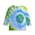 thumbnail image 5 of 3/4 Sleeve T Shirts for Girls 3-12 Years Fashion Baseball Print Graphic Tee Casual Crew Neck Summer Fall Tops (3 Years, Green|Tie-dye), 5 of 5