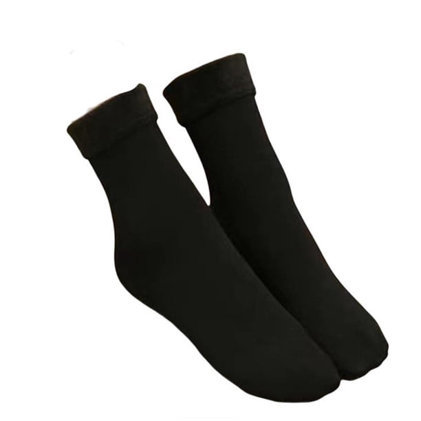 Guardurnaity 1 par de calcetines para hombre y mujer, medias térmicas cálidas de terciopelo para invierno, calentador de pies cómodo de Color Medias Negro