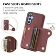 thumbnail image 2 of Wallet Case for Samsung Galaxy A15, Classic Lychee Texture PU Leather Purse Case with Accordion Card Slots, Protective Crossbody Flip Cover with Zipper Shoulder Strap Lanyard for Women Girls, Winered, 2 of 8