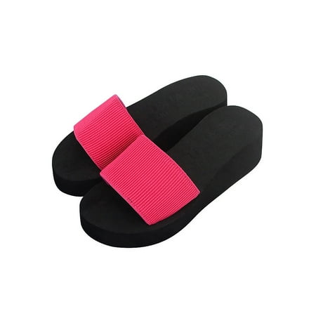 

Gomelly Ladies Platform Sandal Slip On Wedge Sandals Summer Slides Fashion Casual Shoes Womens Slide Slippers Rose Red 7