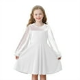 thumbnail image 1 of Robe Fille Manches Longues Ligne A à Volants Évasée Robes d'Été Robe Blanche Robe Fille Anniversaire, 1 of 9