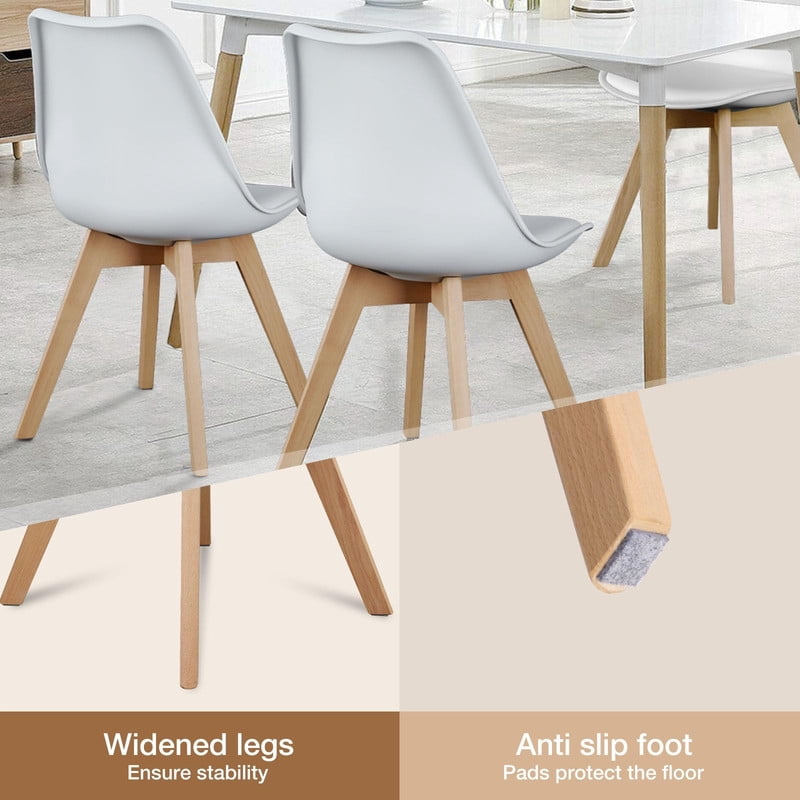BEAUTYPEAK Dining Chairs Set of 4 PU Leather Upholstered Side Chairs with Padded Seats Solid Wood Legs Modern Accent Chairs, White