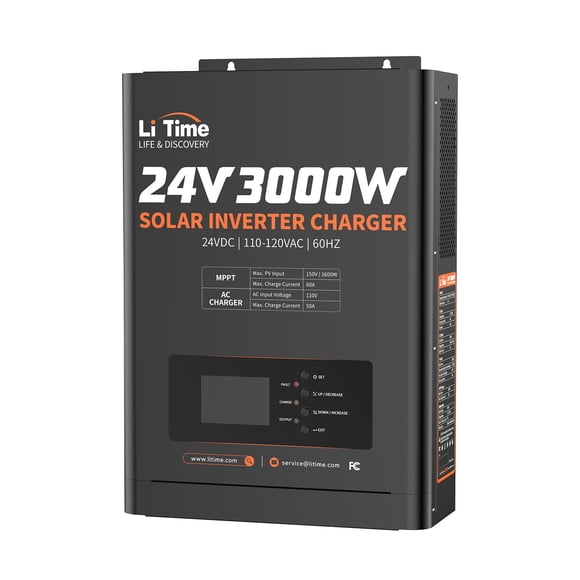 Inversor cargador solar Litime de 24 V y 3000 W, 110 V