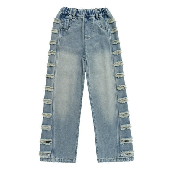 Toddler Girls' Pants Denim Elastic Wasit Wide Leg Denim Pants Teen Clothing Cute Pants 4-5 Years Girls Fashion
