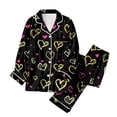 thumbnail image 6 of Drie Cozy Pjs Womens Satin Silky Pajama Set Short Sleeve Shirt with Long Pajama Pant Set Soft PJ Loungewear Yellow,S, 6 of 6